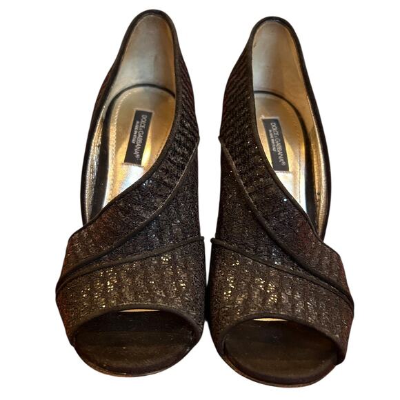 DOLCE & GABBANA Black Stilettos Heel D'orsay Pump Shoes Women's Size EU 35, US 5 - Picture 4 of 11